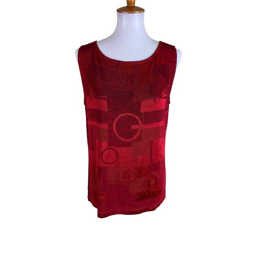 Market By Chicos Red Velvet Burnout Geometric Tank Top Artsy 2